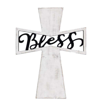 Wood Wall Cross - Bless Cutout