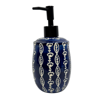 Blue and White Floral Soap Dispenser