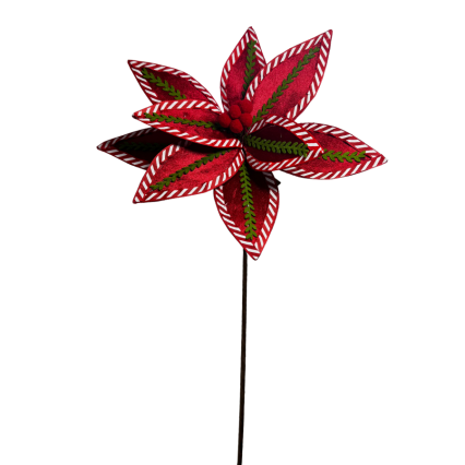 22" Red with Green Poinsettia Stem