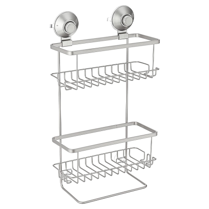Push Lock Suction Shower Caddy- Silver