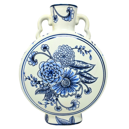 12.5" Chinoiserie Moon Flask Vase