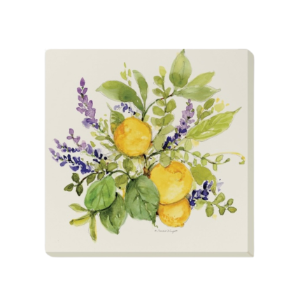 Watercolor Lemons 4 pc Square Coaster Set