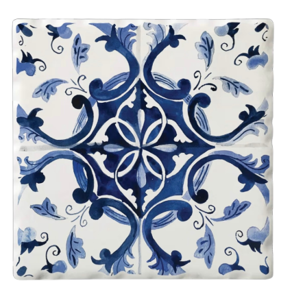 Tuscan Blue & White 4 pc Square Coaster Set