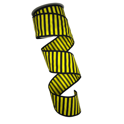 2.5" x 10yd Black and Yellow Vertical Striped Ribbon