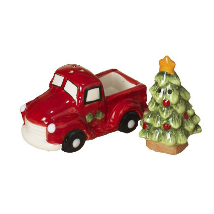 Red Truck with Tree Salt & Pepper Set
