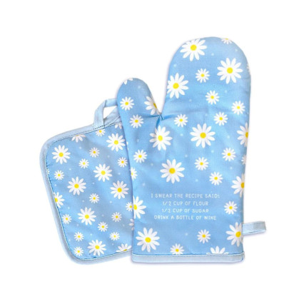 Drunk Daisy Oven Mitt & Pot Holder Set
