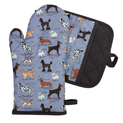 Living Royal Dog Breeds Potholder and Oven Mitt Set