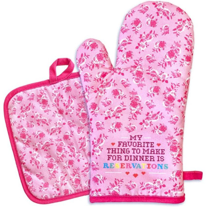 Floral Dinner Oven Mitt & Pot Holder Set