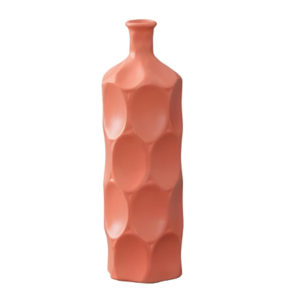 14" Ceramic Round Bottle Vase - Coral