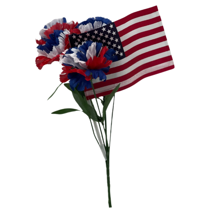 Patriotic Artificial Carnation Bunch with USA Flag