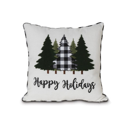 16" Square Indoor Pillow-Happy Holidays Trees