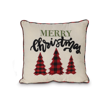 16" Square Indoor Pillow-Merry Christmas Trees