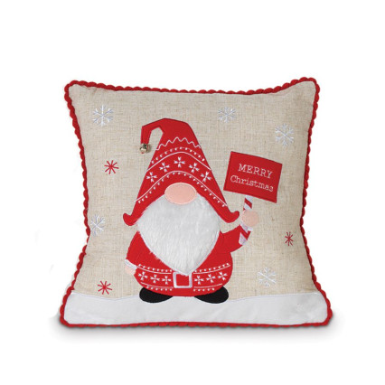16" Square Indoor Pillow-Holiday Gnome Holding Sign