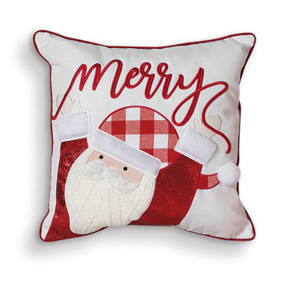 16" Square Indoor Pillow-Santa Merry