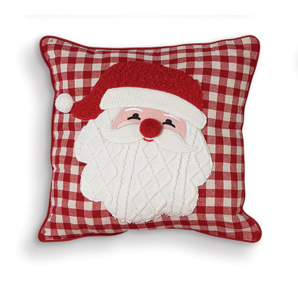16" Square Indoor Pillow-Santa on Plaid