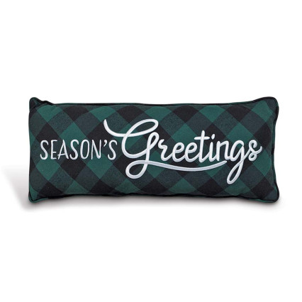 22"L Indoor Pillow-Checkered Seasons Greetings