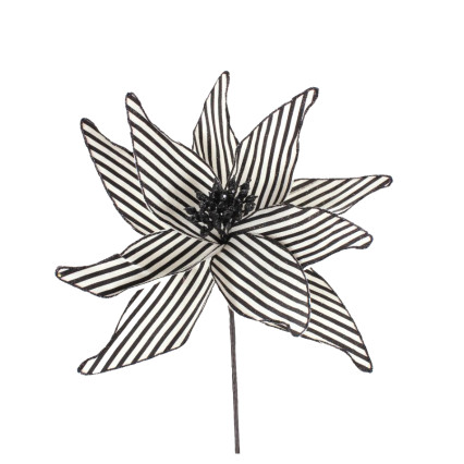 12" Stripe Poinsettia Pick-Black