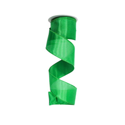 2.5" x 10yd Emerald Wired Edge Satin Ribbon