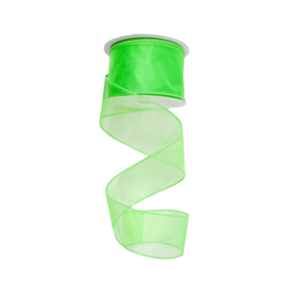 2.5" x 25yd Lime Wired Edge Sheer Ribbon