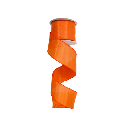2.5" x 10yd Orange Wired Edge Satin Ribbon