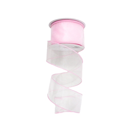 2.5" x 25yd Pink Wired Edge Sheer Ribbon