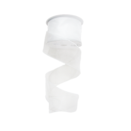 2.5" x 25yd White Wired Edge Sheer Ribbon