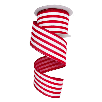 2.5" x 10yd Red & White Horizontal Stripe Canvas Ribbon