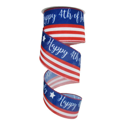2.5"x 10yd Red White Blue W/ Happy 4th July