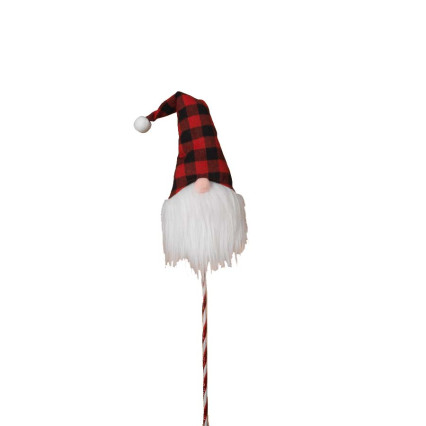 Fabric Gnome Pick - Red & Black Buffalo Plaid Hat