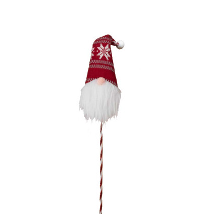 Fabric Gnome Pick - Red Snowflake Hat
