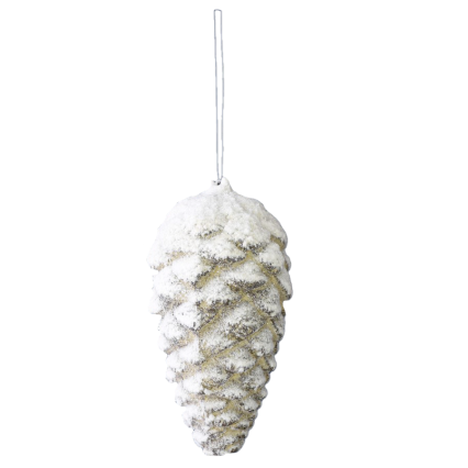 8" Snow Flocked Pinecone Ornament
