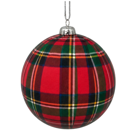 5" Red Plaid Ball Ornament