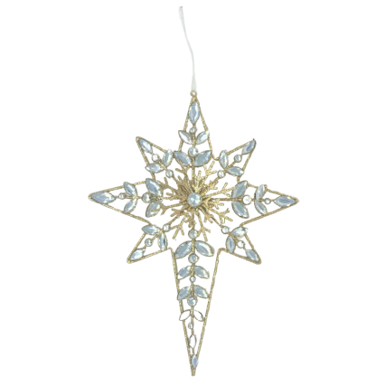 12.5" Golden Star w/ Gems Ornament