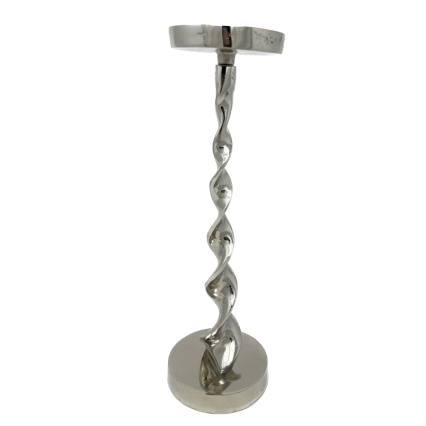 19"H Silver Twisted Candle Holder