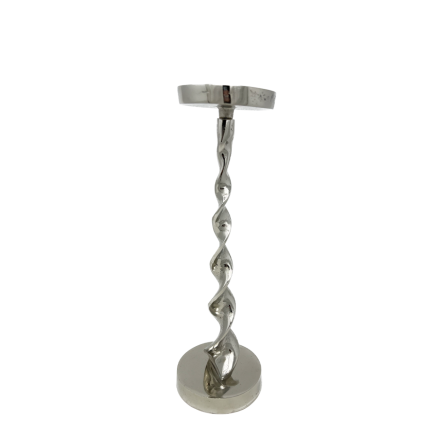 16"H Silver Twisted Candle Holder