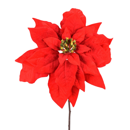 17" Red Poinsettia Stem