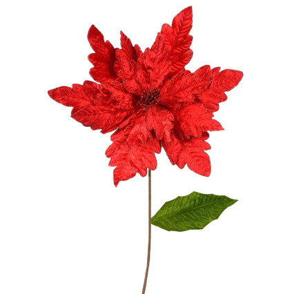 35" Velvet Glitter Poinsettia