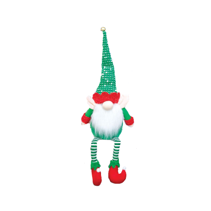 28" Bright Elf Gnome Shelf Sitter- Green