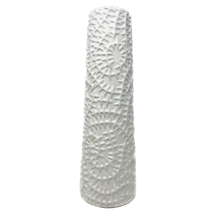 Tall White Vase with Stitch Pattern