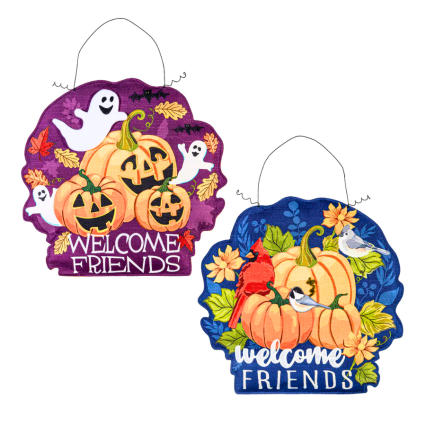 Welcome Friends of Fall/Halloween Double Sided Estate Door Décor