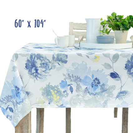Tamara Textured Poly Print Tablecloth - Blue 60" x 104" Oblong