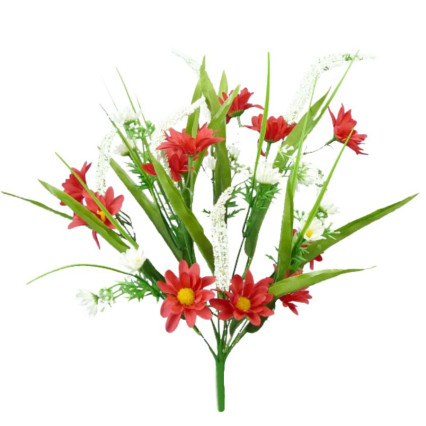 18" Daisy Astible Bush-Red/White