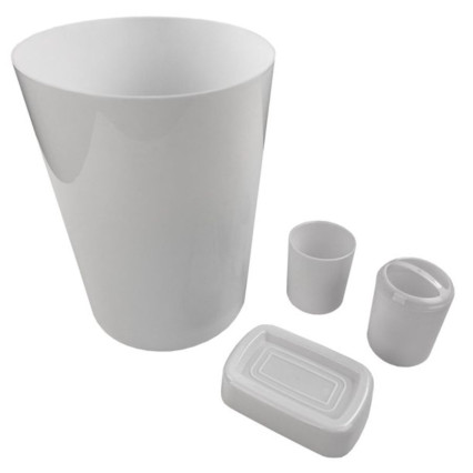 Plastic 4 Piece Bath Accessory Set- White