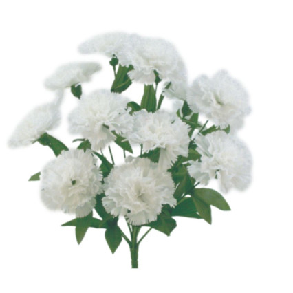 17" Carnation Bush x 14 White