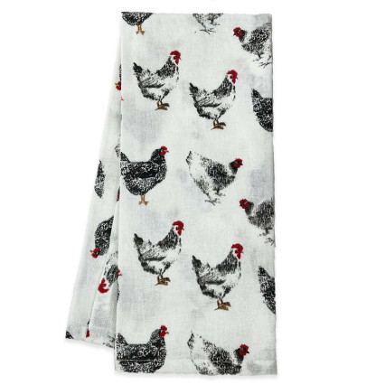 Rooster Printed White Kitchen Towel