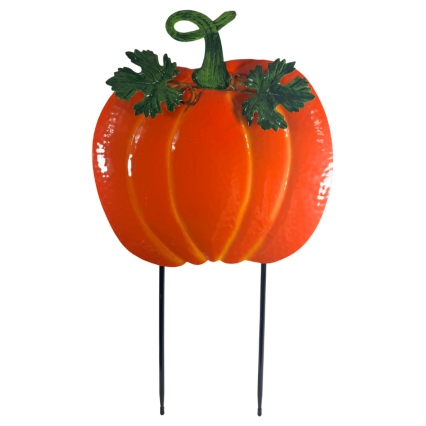 24" Metal Pumpkin Yard Stake- Orange