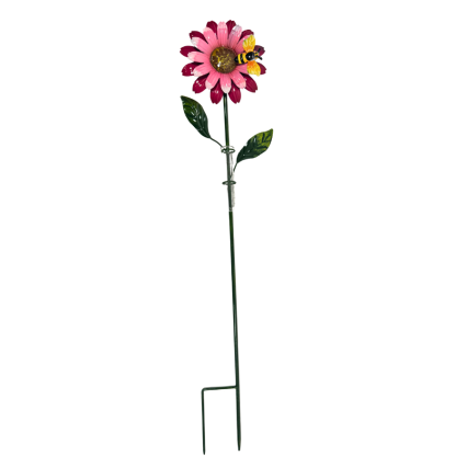 38" Pink/ Red Flower Rain Gage Lawn Art