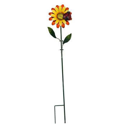 38" Yellow/Orange Flower Rain Gage Lawn Art