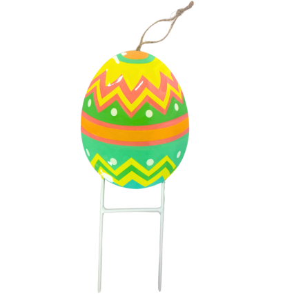 17" Easter Egg Metal Yard Stake - Playful Patterns