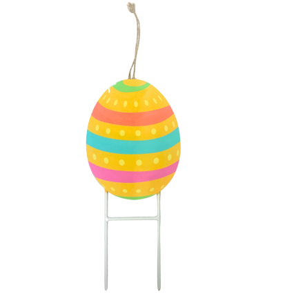 17" Easter Egg Metal Yard Stake - Playful Stripes
